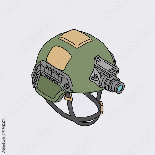 Tactical Military Helmet with Night Vision Device.