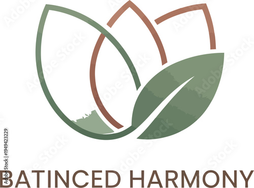 A beautifully designed logo featuring intertwined green leaves and soft pink petals, symbolizing natural balance and serene harmony, presented with the brand name 'BATINCED HARMONY' in a clean font.