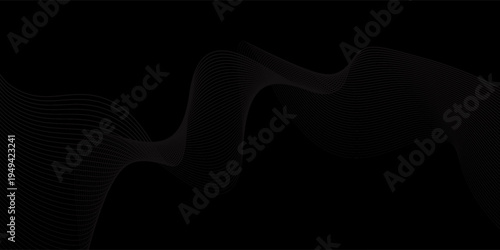 Vector Black abstract background design. Modern wavy line pattern in monochrome colors. Premium stripe texture for banner, business backdrop. Dark creative cyber security