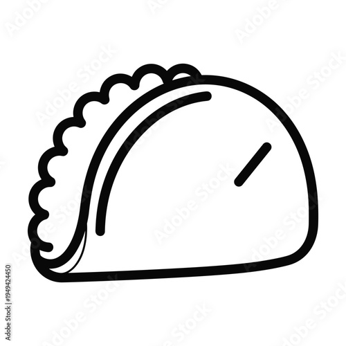 Minimalist Taco Icon - Clean Line Art Food Illustration