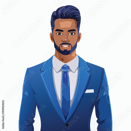 Stylish man in blue suit isolated on white background for business concepts