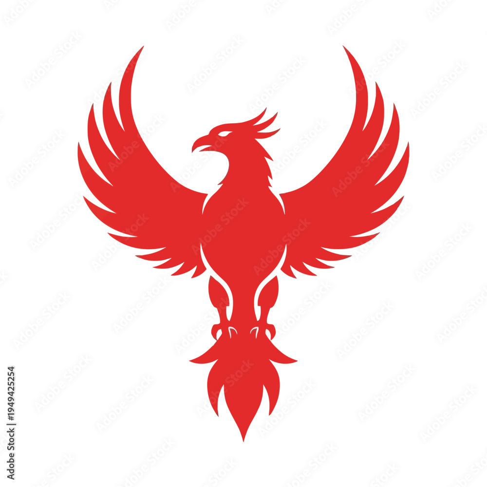 Fototapeta premium Red Phoenix Bird Icon Symbol.