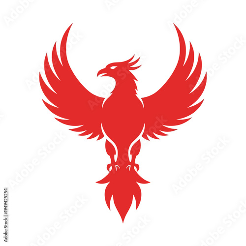 Red Phoenix Bird Icon Symbol.