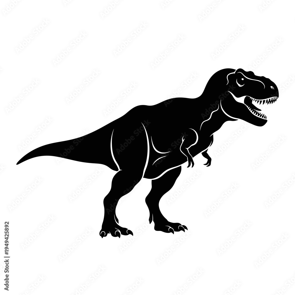 Naklejka premium Black silhouette of a dinosaur.