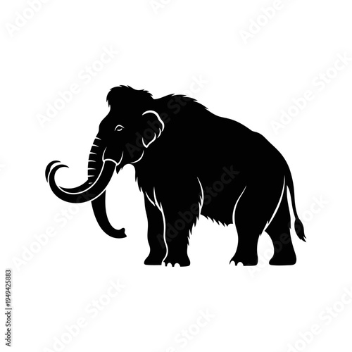 Black silhouette of a mammoth animal.