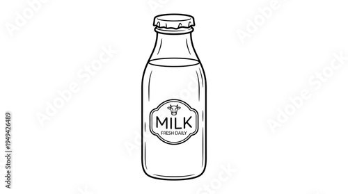Glass bottle of milk beverage.