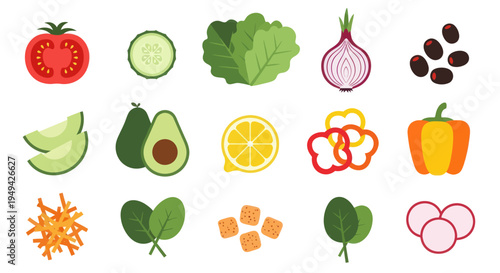 Fresh vegetables isolated on white background