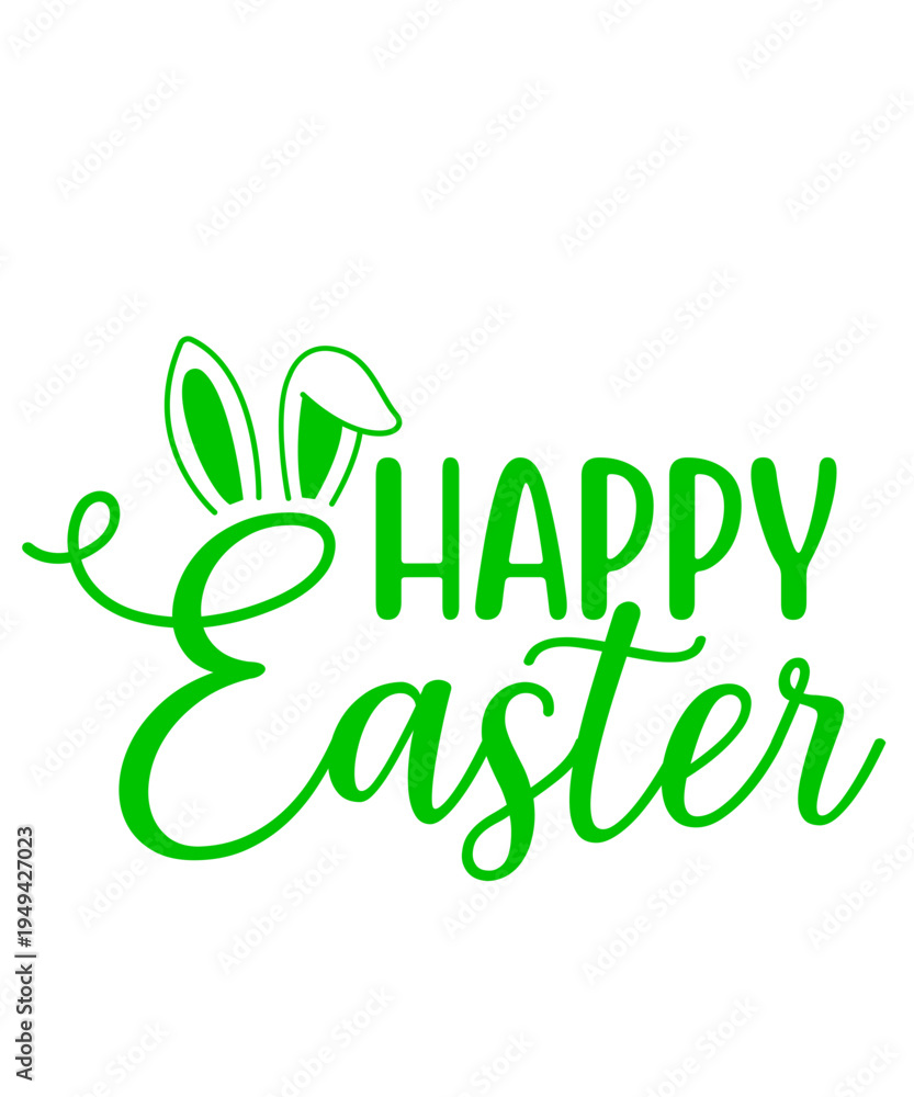 Fototapeta premium Happy Easter typography clip art design on plain white transparent isolated background for card, shirt, hoodie, sweatshirt, apparel, tag, mug, icon, poster or badge