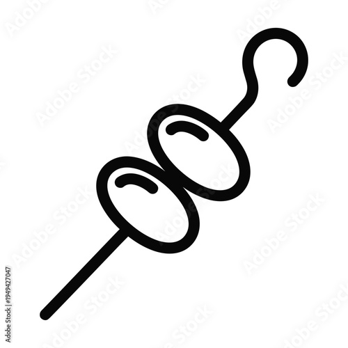Olive Skewer Icon - Simple Line Art of Mediterranean Food