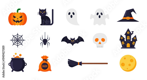 Halloween symbols and icons set