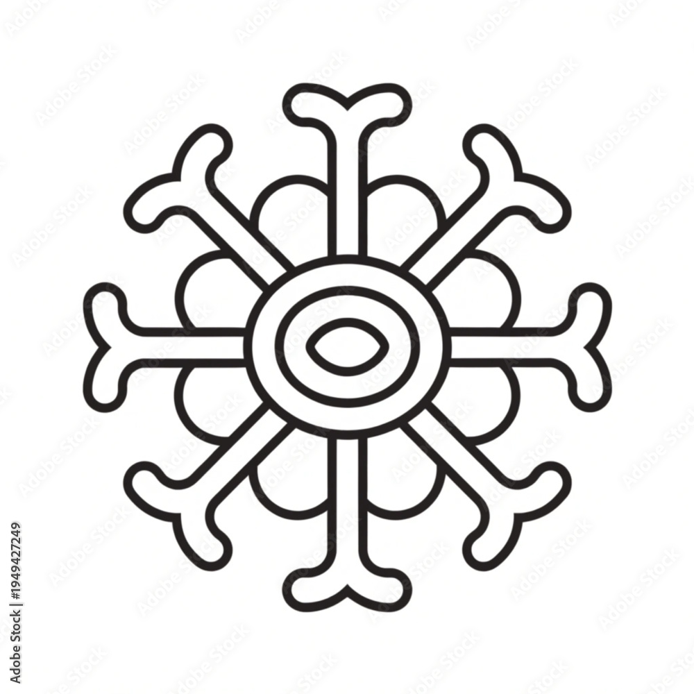Obraz premium Minimalist snowflake design with intricate geometric patterns and symmetrical lines