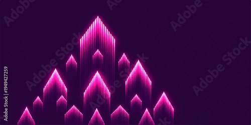 An abstract purple wallpaper features a bright pattern of glowing energy lines and light waves in a creative space design illustration