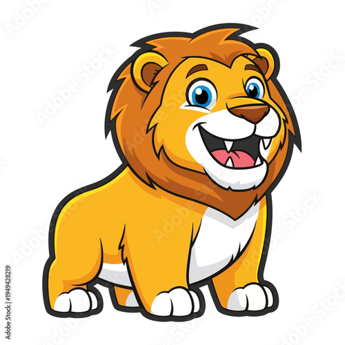 Cartoon Lion with Big Smile.