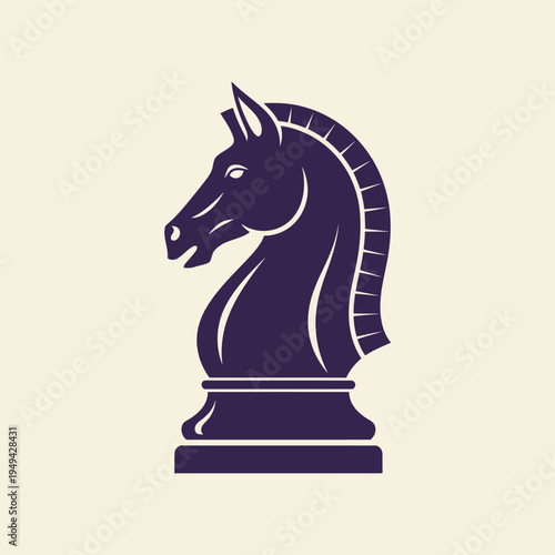 Dark purple chess knight piece head.