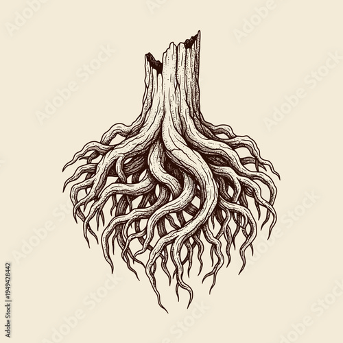 Detailed illustration of root system.