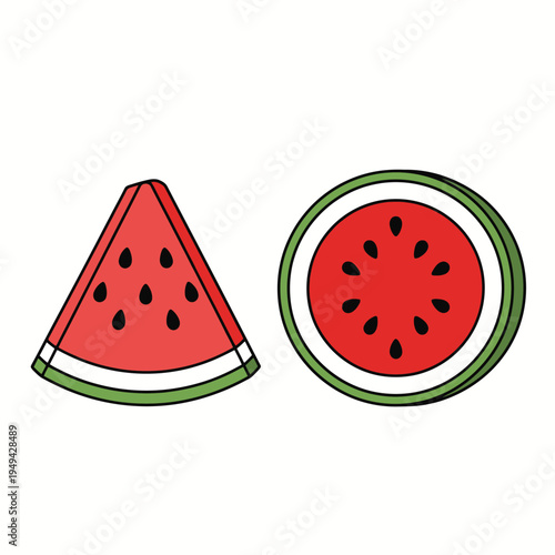 Fresh Watermelon Slices Illustration.