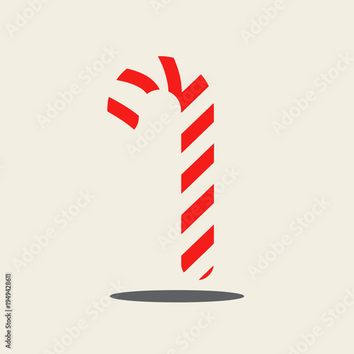 Red and white striped candy cane.