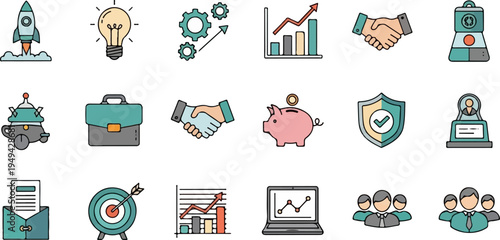 Business and Finance Icons Set for Startup and Investment Concepts 1.
