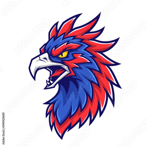 Vibrant Cartoon Eagle Head Illustration Closeup.