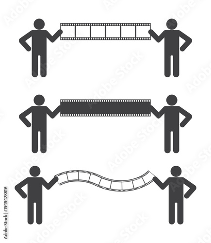 people hold film reel in hand icon