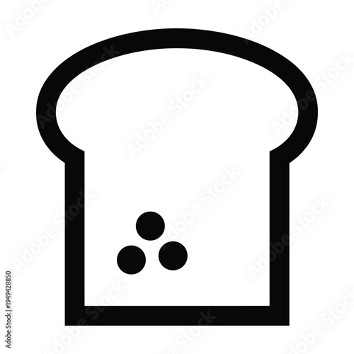 Simple Black and White Slice of Bread Icon