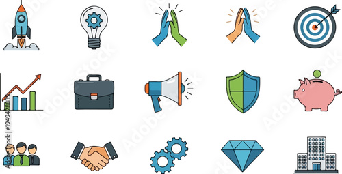 Collection of business and success themed icons 1.