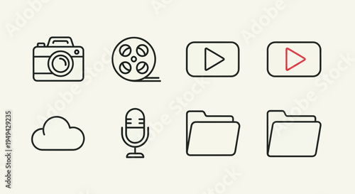 Media icons camera cloud folder