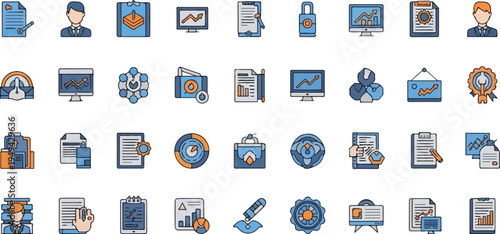 Business and Finance Icon Set for Digital Marketing and Data Analysis.