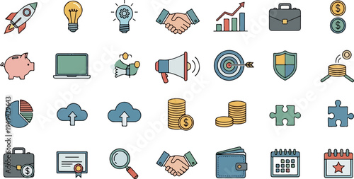 Business and Finance Icon Set for Digital Marketing and Startup Concepts 1.