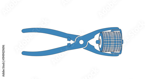 Blue Derma Roller Tool with Grid Pattern Wheel for Skin Care and Beauty Treatments