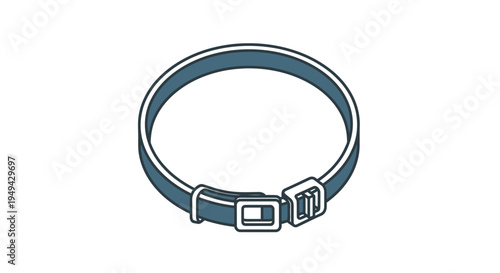 Blue Dog Collar with Buckle, Pet Accessory, Isolated on White Background