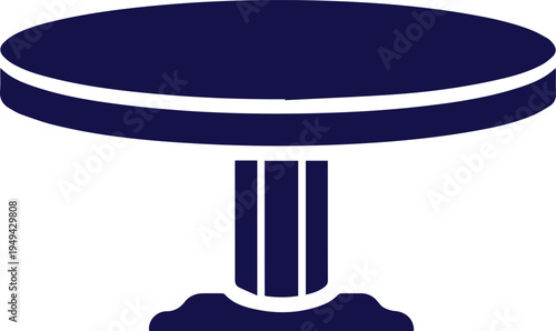 White round pedestal table isolated on transparent background.