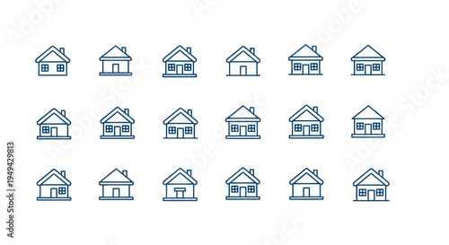 House icons residential property symbols