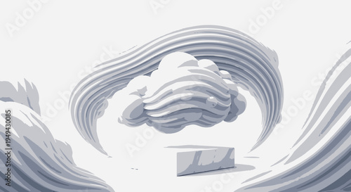 Abstract Cloudscape with Dynamic Lines and Minimalist Form
