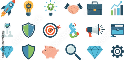Collection of Business and Finance Icons for Success and Growth 2.