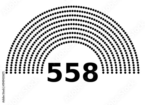 Hemicycle 558 seats - 8 rows