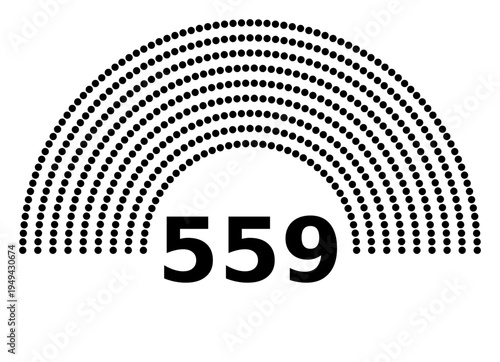 Hemicycle 559 seats - 8 rows