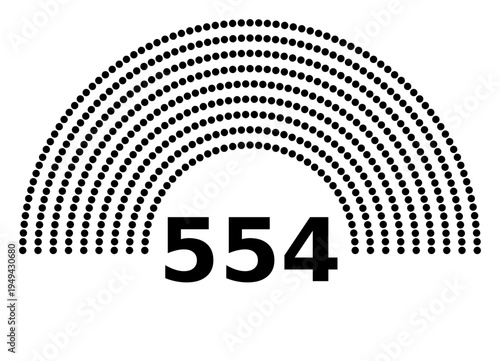 Hemicycle 554 seats - 8 rows