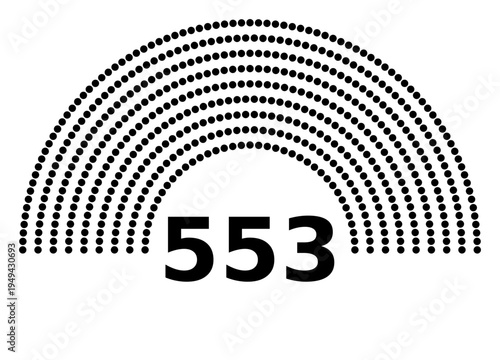 Hemicycle 553 seats - 8 rows