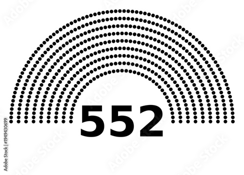 Hemicycle 552 seats - 8 rows