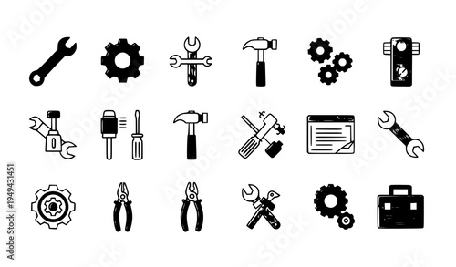 Pixel Perfect Repair and Maintenance Icon Vector Set with Editable Outline Strokes