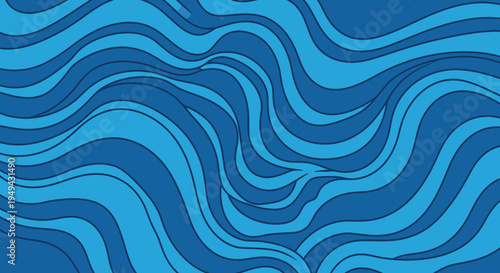 Abstract Ocean Waves Blue Swirl Pattern Background