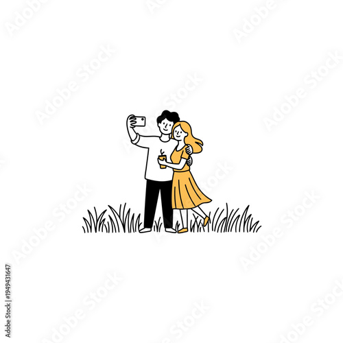 Couple Taking a Selfie in the Field