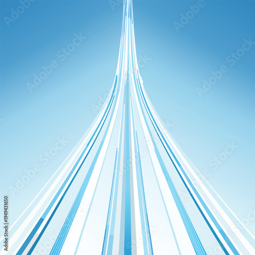 Bild auf Leinwand Abstract illustration of converging lines and vibrant gradients against blue sky