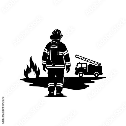 Firefighter Silhouette Vector Design