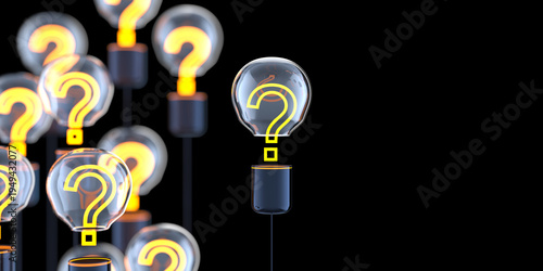 light bulb idea.  light bulb with question mark. Innovation and new ideas. copy space