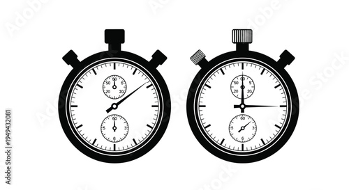 Two black stopwatch illustrations displayed side by side against a white background