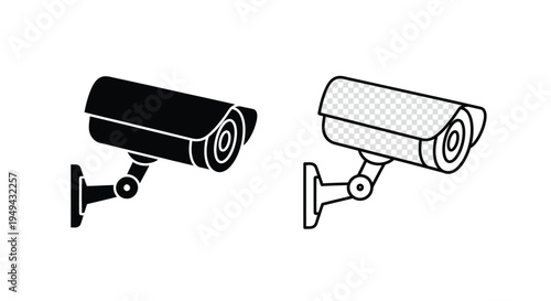 Security camera icons a solid black and a transparent checkered version