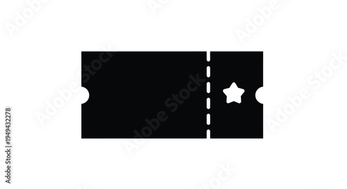 A black ticket stub with two star shaped cutouts isolated on white
