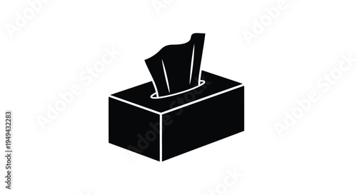 Simple black and white illustration of a tissue box on a white background